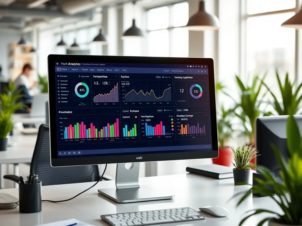 A visual of a dashboard showing lead metrics and AI analytics in action, showcasing Fine Media's Lead Generation & Qualification service.